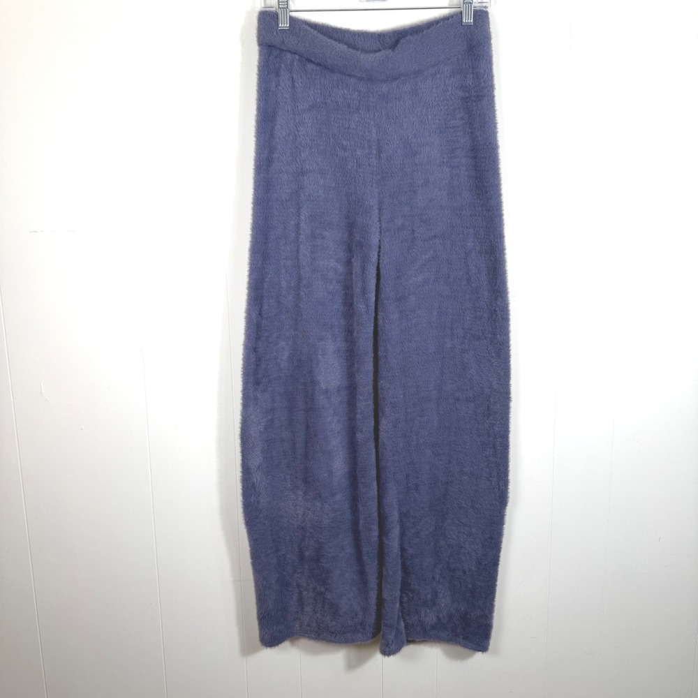 Aerie Fuzzy Eyelash Knit Wide Leg Cloud Lounge Pants Purple Blue Medium Cozy